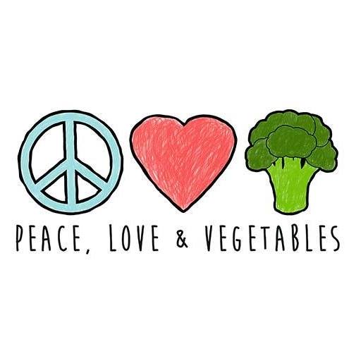 Peace Love and Vegetables Logo Buy Vegan